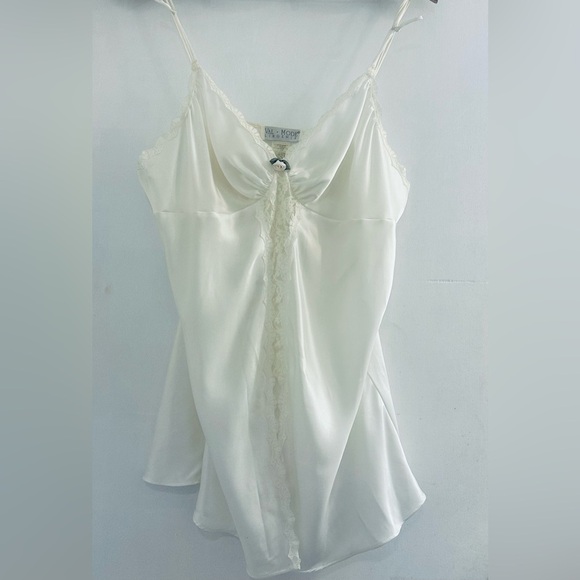 Vintage 1980’s Val Mode Lingerie Ivory White Lace Slip with Rose, Women Size XL - Picture 1 of 15
